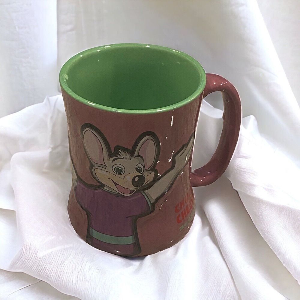 Chuck E. Cheese Purple and Green Collectible 3D Coffee Mug Cup